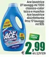 Ace - Lavatrice 27 Lavaggi Ml 1350 Classico-Color Talco E Muschio Lavatrice Disinfettante Pmc 17 Lavaggi Ace - Lavatrice 27 Lavaggi Ml 1350 Classico-Color Talco E Muschio Lavatrice Disinfettante Pmc 17 Lavaggi