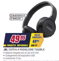 Jbl - Cuffia A Padiglione T660BLK