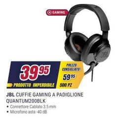 Jbl - Cuffie Gaming A Padiglione Quantum200blk Jbl - Cuffie Gaming A Padiglione Quantum200blk