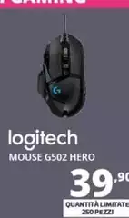 Logitech - G502 Mouse RF Wireless Ottico 16000 DPI Mano Destra