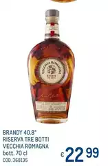 Vecchia romagna - Brandy 40.8° Riserva Tre Botti