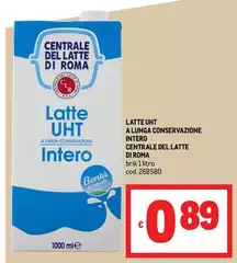 Centrale del latte di roma - Latte UHT A Lunga Conservazione Intero Centrale del latte di roma - Latte UHT A Lunga Conservazione Intero