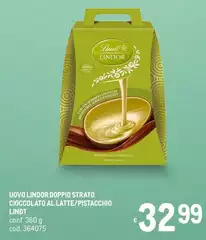Lindt - Uovo Lindor Doppio Strato Cioccolato Al Latte/Pistacchio