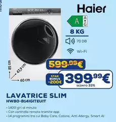 Haier - Lavatrice Slim HW80-B14IGITEUIT