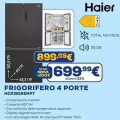 Haier - Cube 83 Serie 3 HCR3818ENPT Frigorifero Side-By-Side Libera Installazione 467 L E Antracite
