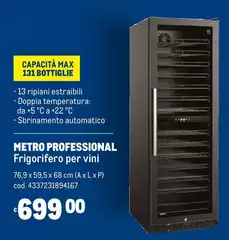 Max - Capacità  131 Bottiglie