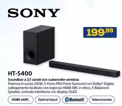 Sony - Soundbar A 2.1 canali con subwoofer wireless