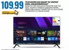 United - Televisore Led Smart 32'' Mod. Unled32M10VD
