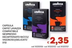 Lavazza - Capsule Caffe'  Compatibile Nespresso Decaffeinato Ricco/ Vigoroso/Delicato