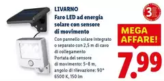 Livarno - Faro LED Ad Energia Solare Con Sensore Di Movimento 