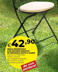 Sedia Pieghevole Con Decoro Mosaico In Ceramica Fatto A Mano