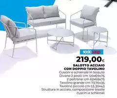 Salotto Acciaio Con Doppio Tavolino