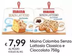 Maina - Colomba Senza Lattosio Classica E Cioccolato
