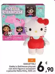 Gabby - 's Dollhouse Playset Con Mini Figue E Accessori O Peluche Hello Kitty