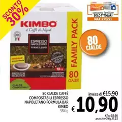 Kimbo - 80 Cialde Caffè Compostabili Espresso Napoletano Formula Bar