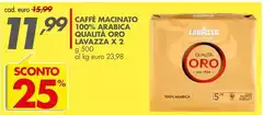 Lavazza - Caffè Macinato 100% Arabica Qualità Oro
