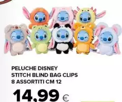 Disney - Peluche  Stitch Bling Bag Clips 8 Assortiti Cm 12