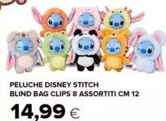 Disney - Peluche  Stitch Blind Bag Clips 8 Assortiti Cm 12