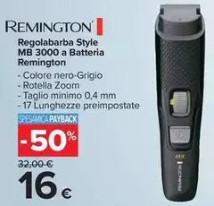Remington - Regolabarba Style MB 3000 A Batteria