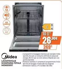 Midea - Lavastoviglie Scomparsa Totale MID60S101IT Midea - Lavastoviglie Scomparsa Totale MID60S101IT