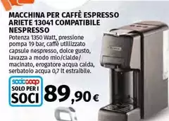 Ariete - Macchina Per Caffè Espresso 13041 Compatibile Nespresso
