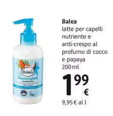 Balea - Latte Nutriente Anti-crespo Al Profumo Di Cocco E Papaya 200 Ml