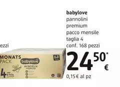 Babylove - Pannolini Premium Pacco Mensile  Taglia 4  Conf. 168 Pezzi