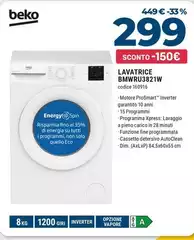 Beko - Lavatrice BMWRU3821W