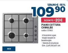 Candy - Idea CHW6LBX Acciaio Inox Da Incasso 56 Cm Gas 4 Fornello(i)