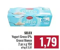Selex - Yogurt Greco 0% Grassi Bianco