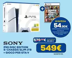 Sony - Ps5 Disc Edition E-Chassis Slim 1Tb + Gioco Ps5 Gta V