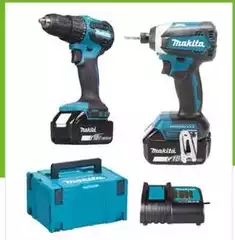 Makita - Set Trapano Avvitatore Con Percussione + Avvitatore Ad Impulsi Mod. DLX2537SJ