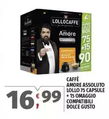 Caffe' Assoluto Lollo 75 Capsule + 15 Omaggio Compatibili Dolce Gusto