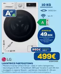 LG - F4R7010TSWG Lavatrice 10Kg AI DD, Classe A-10%, 1400 Giri, TurboWash, Vapore