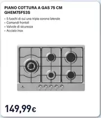 Electroline - Piano Cottura A Gas 75 Cm GHEM75F53S