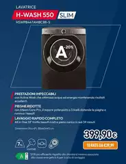 Hoover - H-WASH 550 , Lavatrice Slim 7kg, Classe A-20%, 1400 Giri, Nero, H5WPB447AMBCB8-S