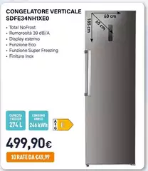 Electroline - SDFE34NH1XE0 Congelatore Congelatore Verticale Libera Installazione 274 L E Acciaio Inox Electroline - SDFE34NH1XE0 Congelatore Congelatore Verticale Libera Installazione 274 L E Acciaio Inox