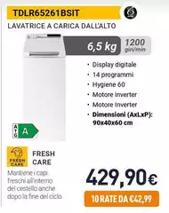 Whirlpool - TDLR65261BSIT Lavatrice A Carica Dall'Alto 7