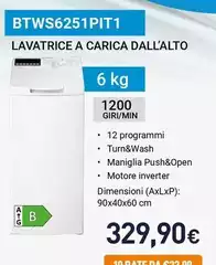 Indesit - BTWS6251PIT1 Lavatrice Carica Dall'Alto 