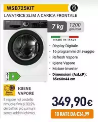Whirlpool - WSB725KIT Lavatrice Slim A Carica Frontale
