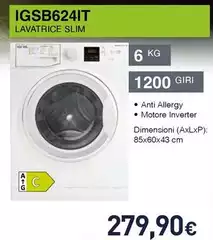Ignis - IGSB 624 IT Lavatrice Caricamento Frontale 6 Kg 1200 Giri/min Bianco