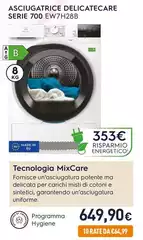Electrolux - Asciugatrice Delicatecare Serie 700 EW7H28B Electrolux - Asciugatrice Delicatecare Serie 700 EW7H28B