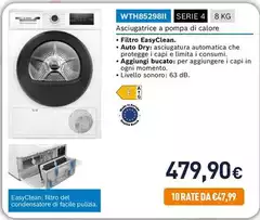 Bosch - WTH85298II Serie 4 8 Kg Asciugatrice A Pompa Di Calore Bosch - WTH85298II Serie 4 8 Kg Asciugatrice A Pompa Di Calore