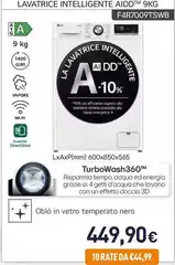 LG - F4R7009TSWB Lavatrice 9kg AI DD, Classe A-10%, 1400 Giri, TurboWash, Vapore