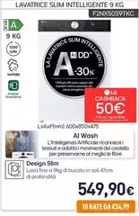 LG - Lavatrice Slim Intelligente 9 Kg F2NX50S9TKC