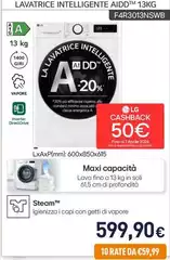 LG - F4R3013NSWB Lavatrice 13kg AI DD, Classe A-20%, 1400 Giri, Lavaggio A Vapore