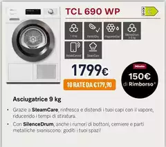 Miele - TCL 690 WP Asciugatrice 9 Kg Miele - TCL 690 WP Asciugatrice 9 Kg