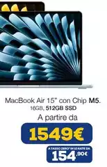 Macbook Air 15" Con Chip M5. 16gb, 512gb Ssd A Partire Da