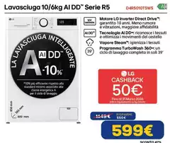 LG - Lavasciuga 10/6kg AI DD Serie R5