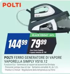 Polti - Ferro Generatore Di Vapore Vaporella Simply Vs10.12 Polti - Ferro Generatore Di Vapore Vaporella Simply Vs10.12